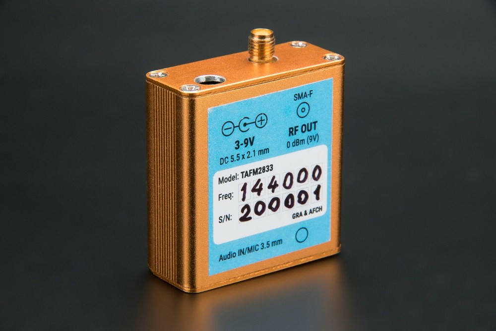 RF Transmitter FM 144 MHz TAFM2833 Low Spurs Alluminum Case [with Antenna]