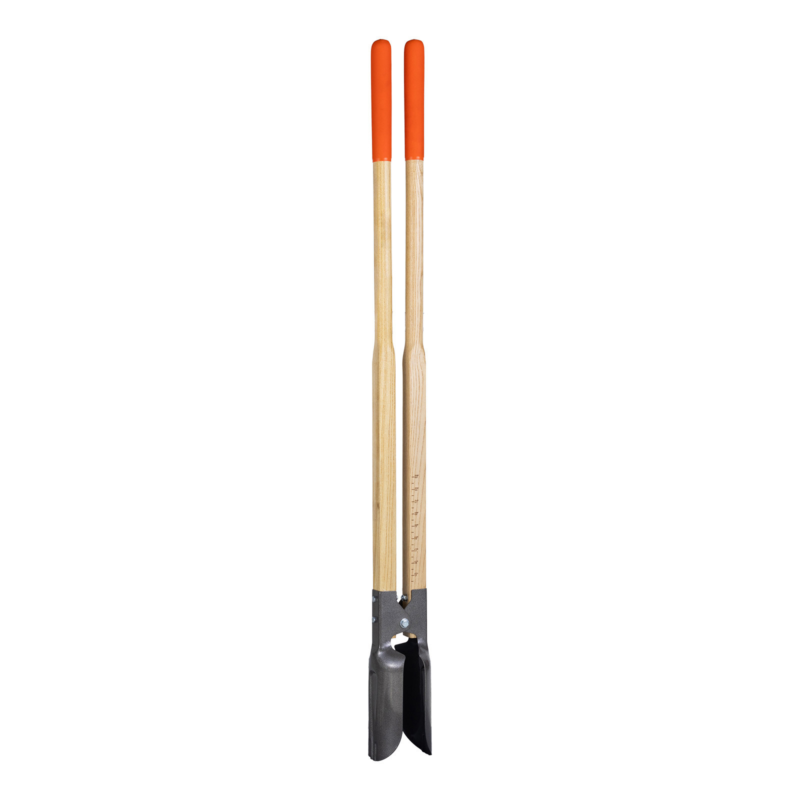 Manual Post Hole Digger 57.5 in Wood Handle with Scale Markings