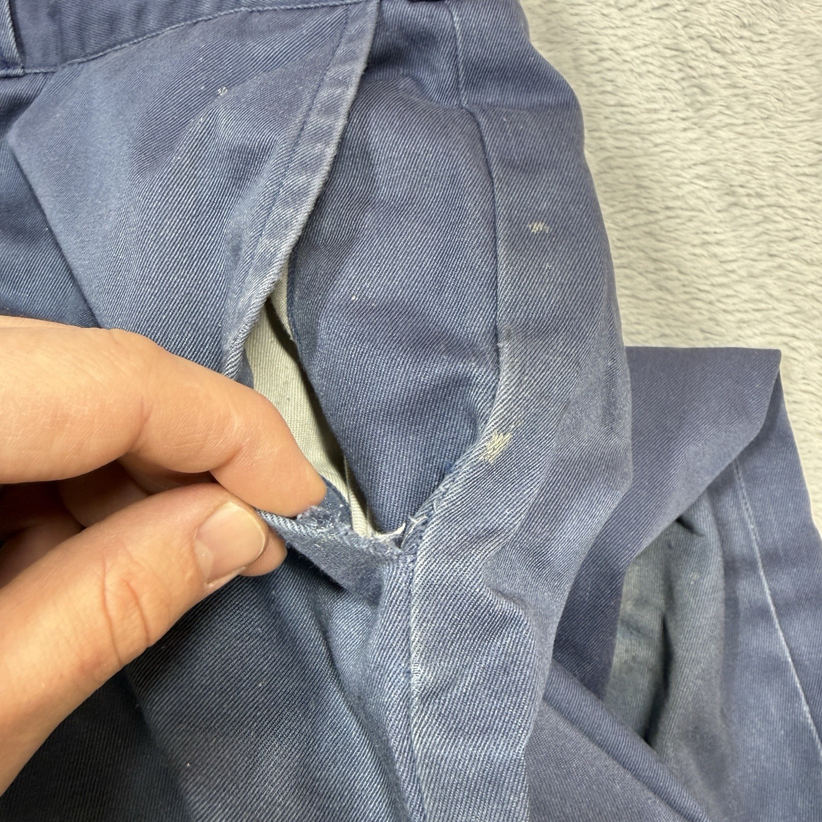 Vintage Lee Chetopa Twill Sanforized Pants Men Fits 34X28 Blue Thrashed Stained