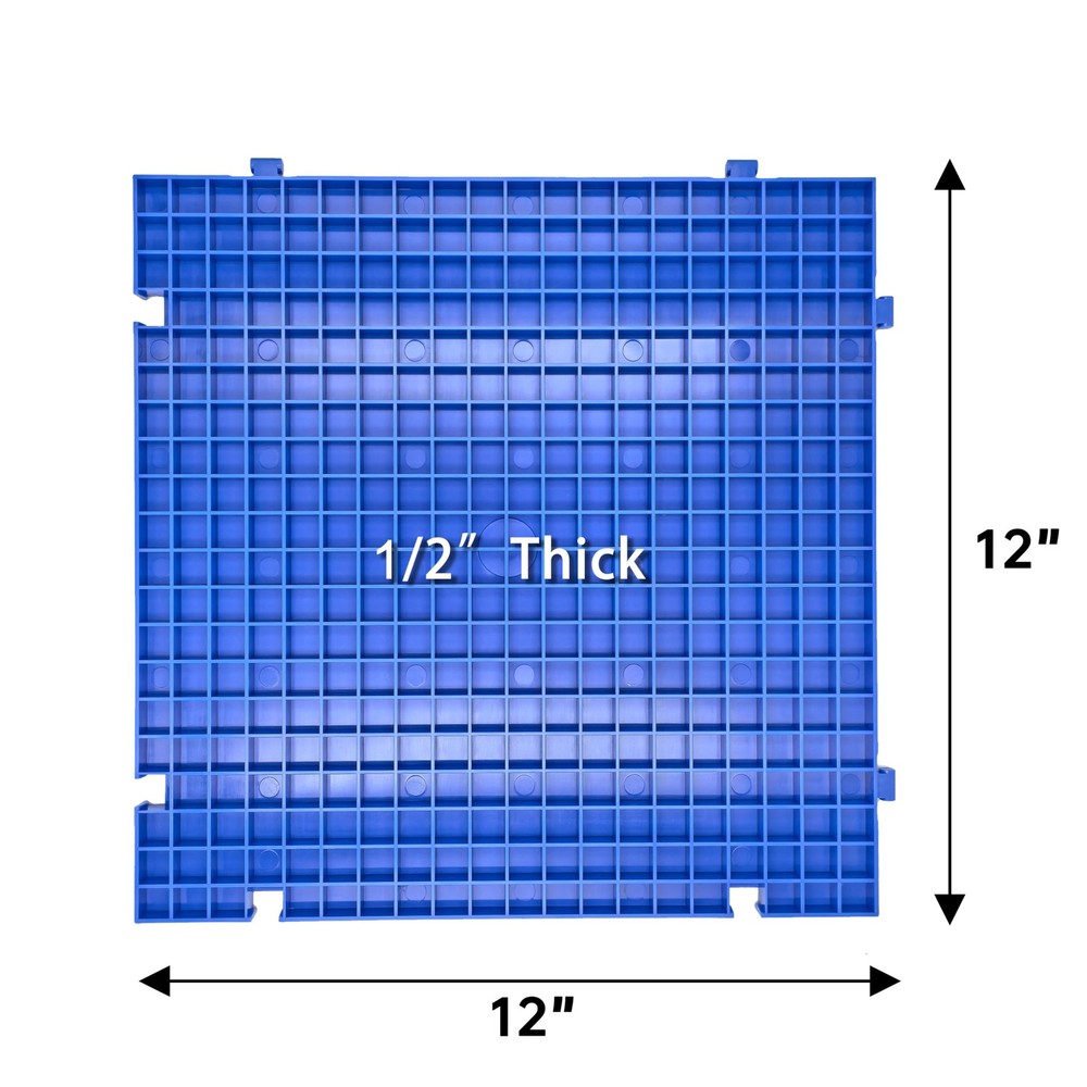 Stained Glass Cutting Mat, Solid Bottom Plastic Grid, 12"L x 12"W, 1Pack Blue