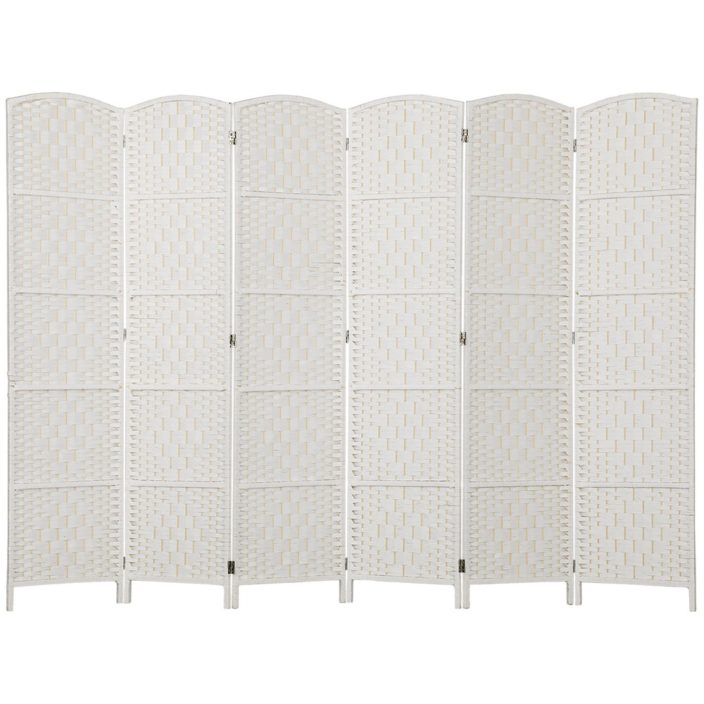 6 Panel Folding Privacy Screen, 6FT Partition Wall Divider, White