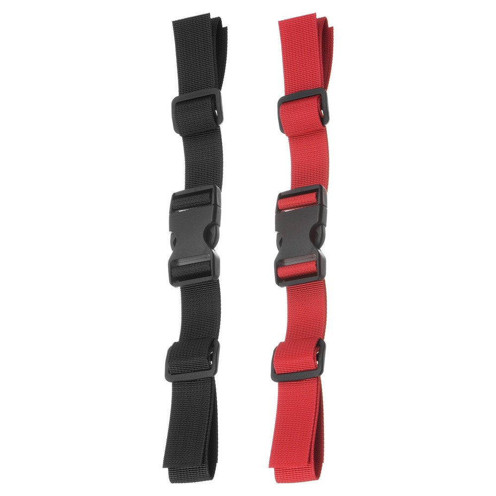 2Pcs Backpack Chest Strap Set Strap w/ Quick-Release Buckle Black Red