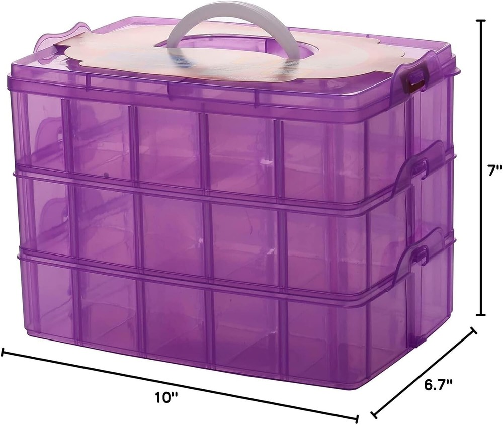 Stylish Purple Stackable Organizer for Crafts with Adjustable Compartment Sizes