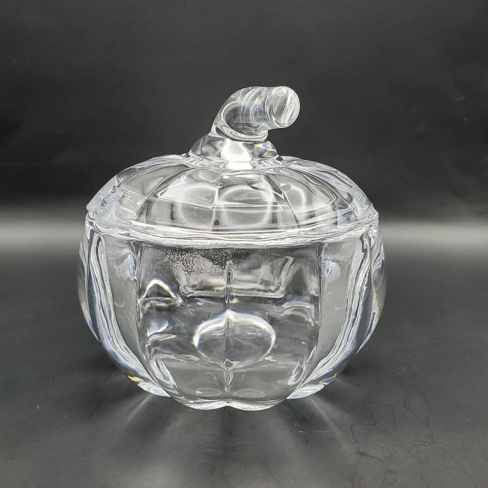 Clear Crystal Pumpkin Candy Condiment Trinket Dish