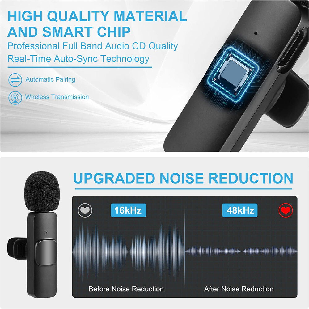 Clip-On Wireless Mic - Ideal for Live Streams/Teaching, Stable Connection