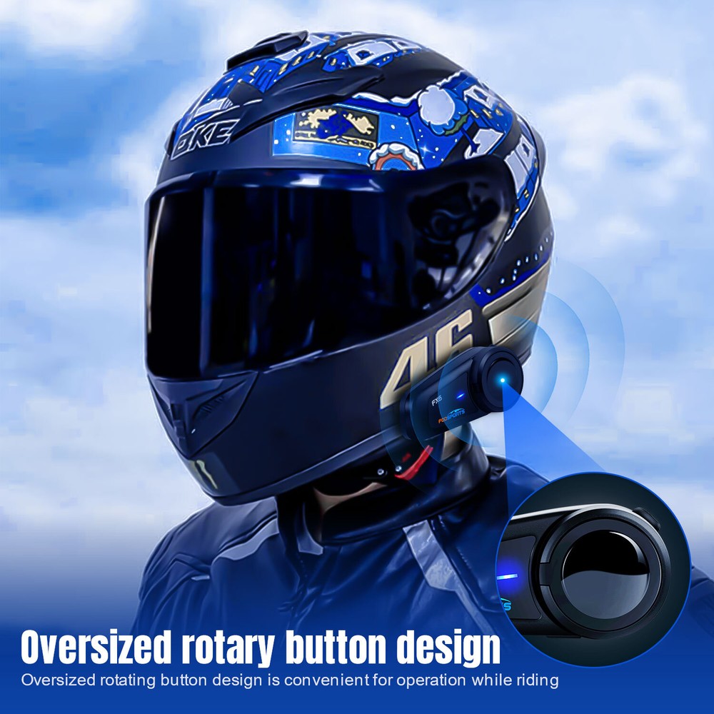 4x FX6 Motorcycle Bluetooth Headset Helmet Intercom 6 Riders Group Communication