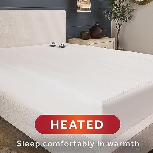 Sunbeam Restful Quilted Heated Mattress Pad 12-Heat Settings, Queen White