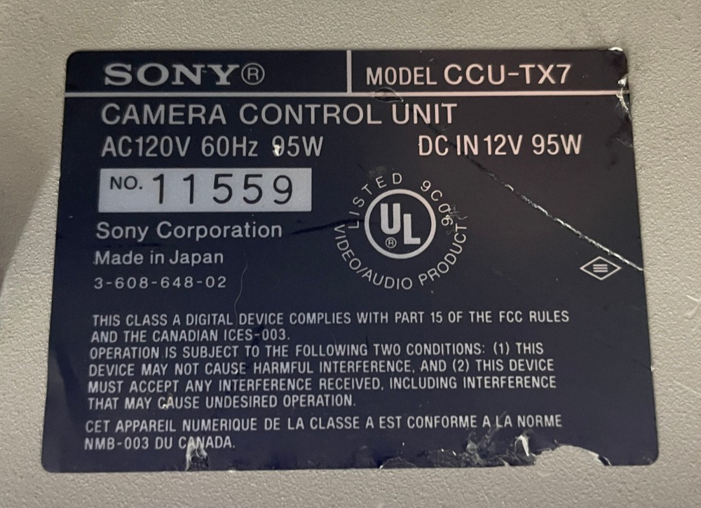 Sony CCU-TX7 Camera Control Unit – Triax – Used