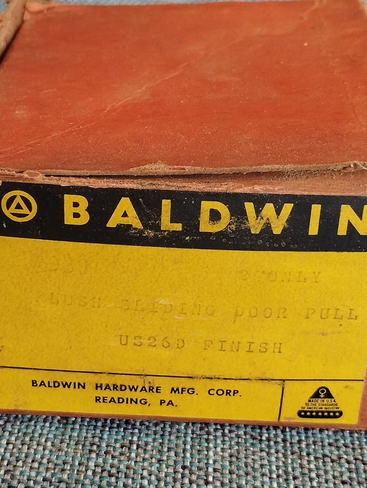 NOS Baldwin Solid Brass Pocket Sliding Door Flush Pulls US26D Satin Chrome Pair