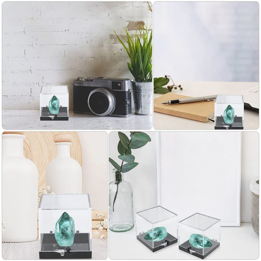 DOITOOL Mineral Display Box 12Pcs Transparent Square Plastic Specimen Display...