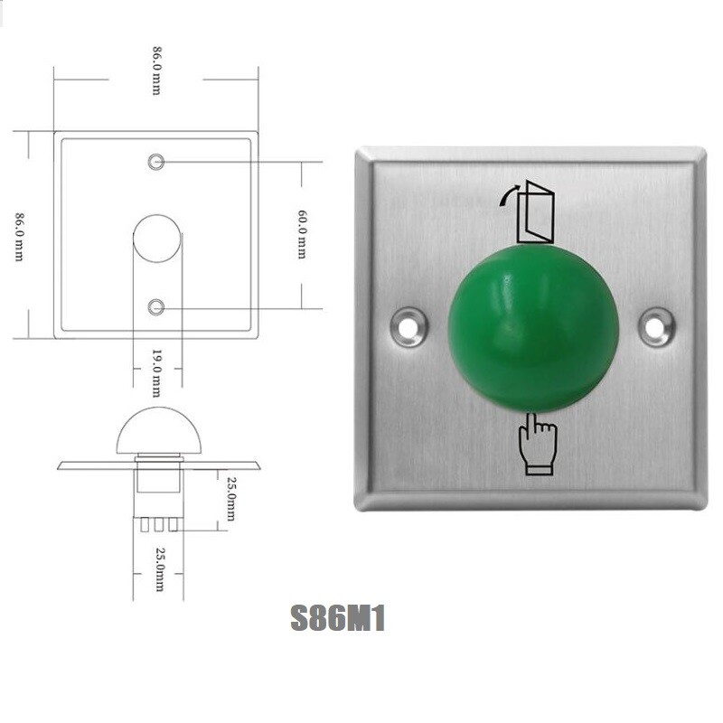 Mushroom Exit Push For Access Control Button Metal Stainless Steel，Exit Switchs