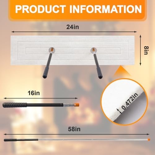 Wool Fireplace Draft Stopper with Adjustable Pole - Chimney Flue Seal Tool 24x8"