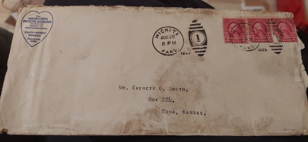 Masssachusetts Protective Association-Worcester, MA-1925 postmark envelope