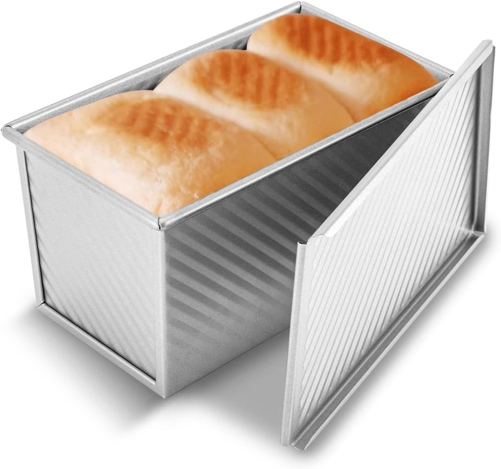 Pullman Loaf Pan with Lid, 1 lb Dough Capacity Non-Stick Bakeware for Baking ...
