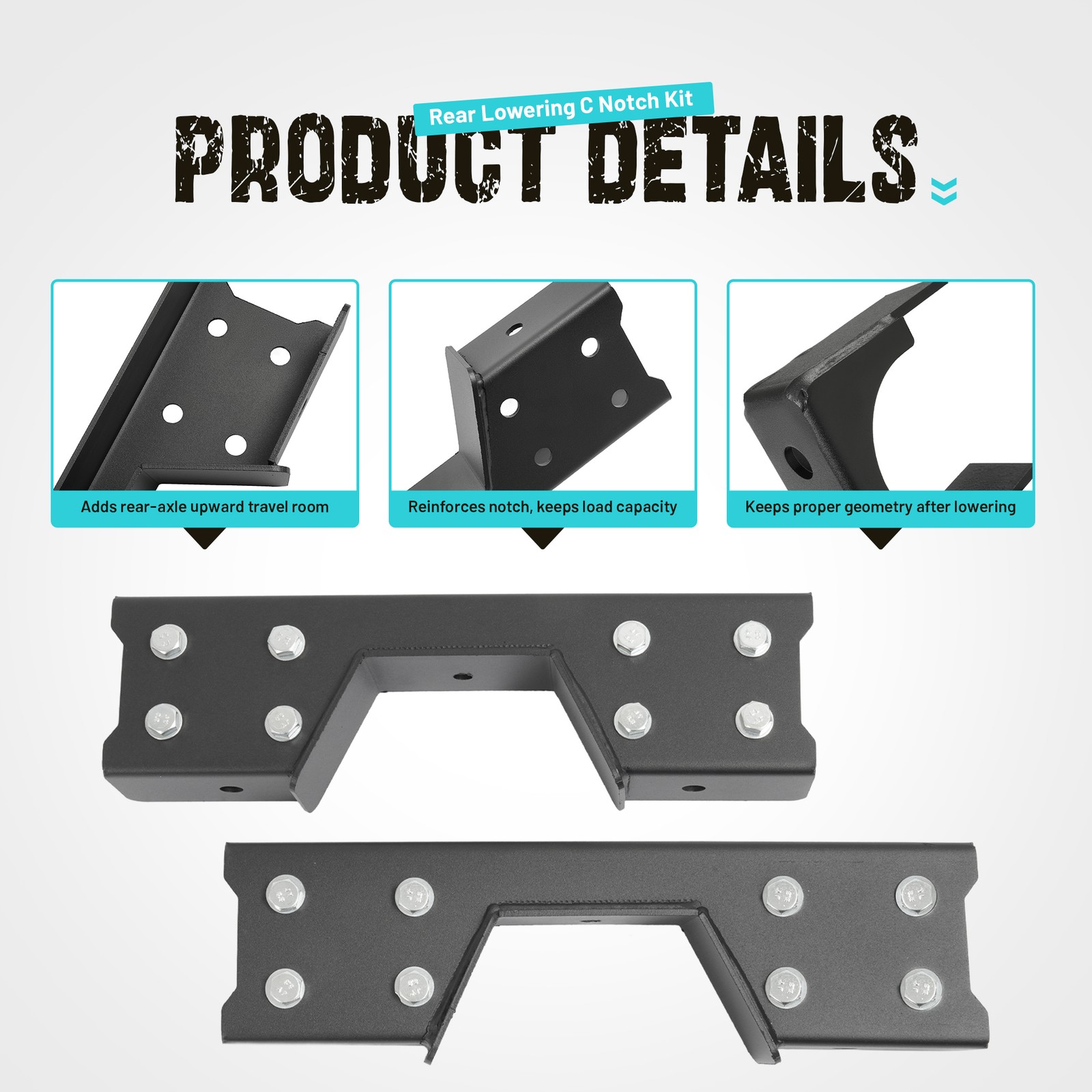 For Chevy Silverado C1500 GMC Sierra 88-98 C-Notch Rear Support & Drop Flip Kit