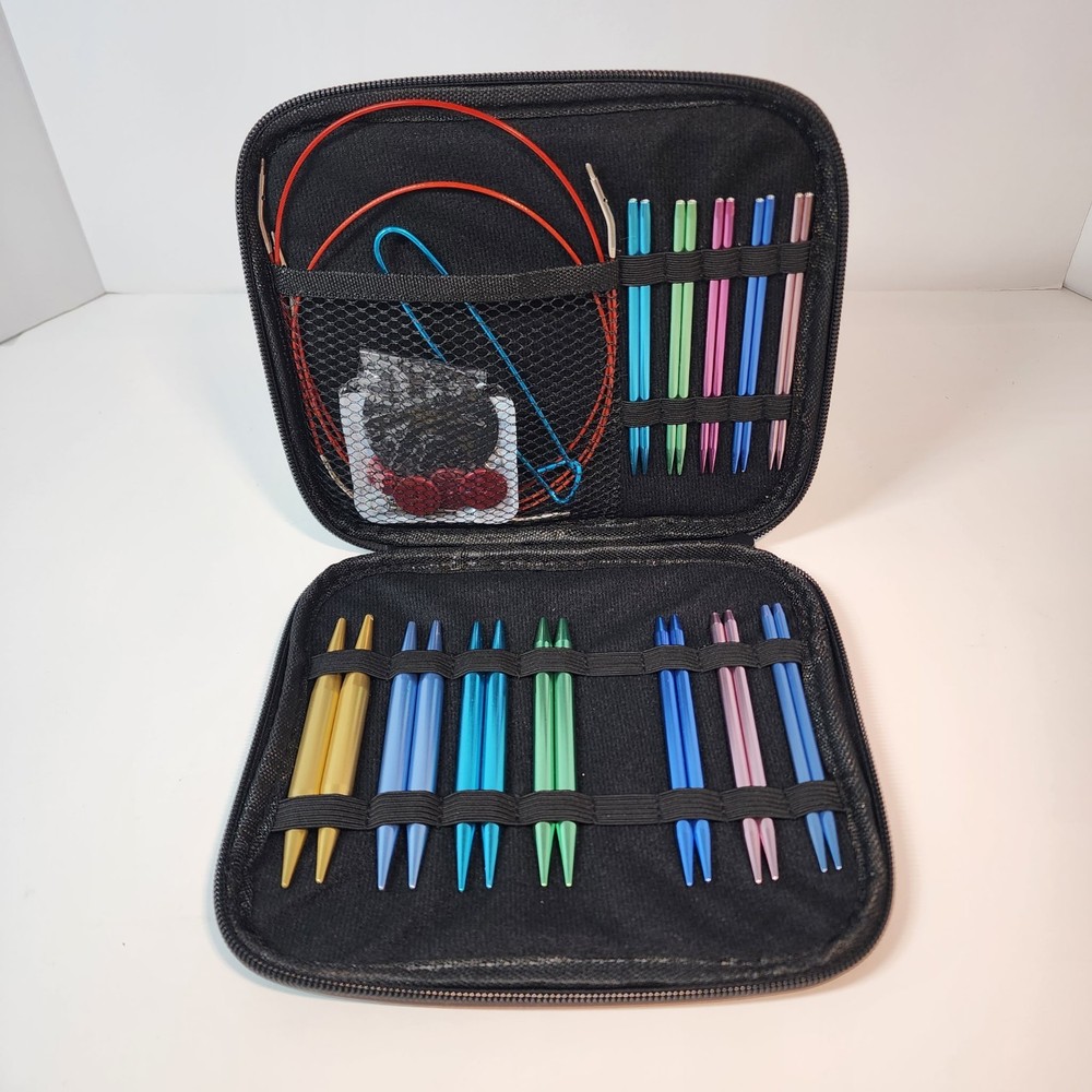 Interchangeable Knitting Needle Set Circular Aluminum Kit Case Complete