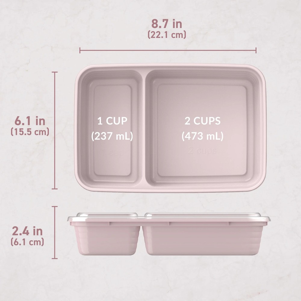 Bentgo Prep - 20-Piece 2-Compartment Reusable Meal Prep Containers with Lids