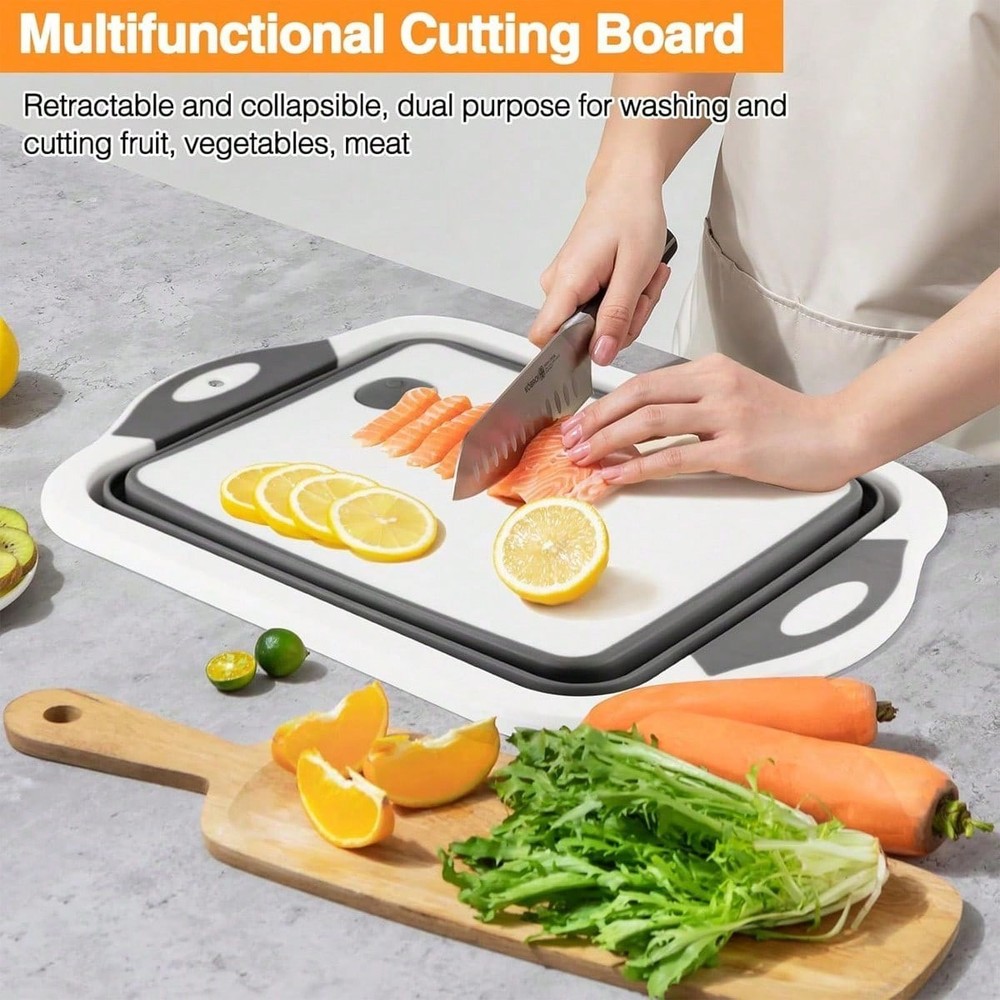 Collapsible Cutting Board - Foldable Multi-function Dish Tub - Washing and Drain