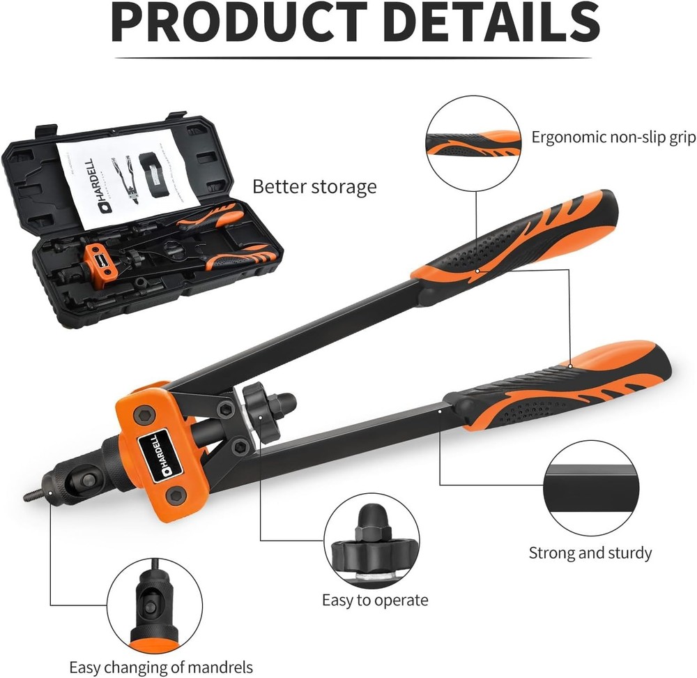 Rivet Nut Pliers Set, 14" Riveter Set, Threaded Riveting Pliers Set with 6 Thread...