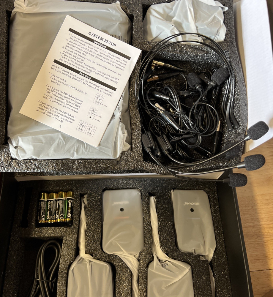 4-Channel Wireless Microphone System,UHF Compact Cordless Mic Set