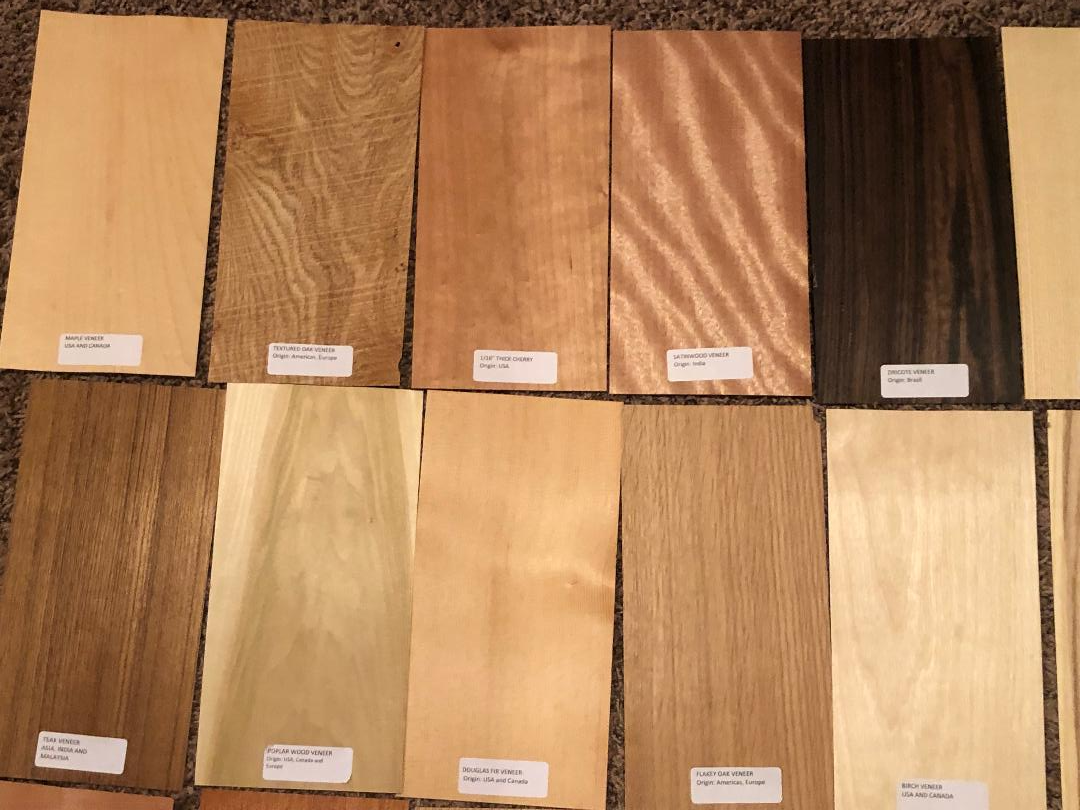 40- 6" x 12" Labeled Wood Veneer Pieces 20 Square Feet Exotic Domestic Marquetry
