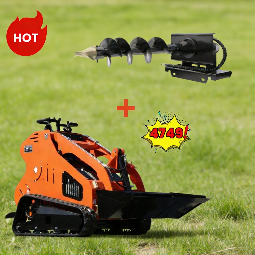 Upgraded Skid Steer Loader Tracked Loader with Grapple EPA Gasoline Engine USA