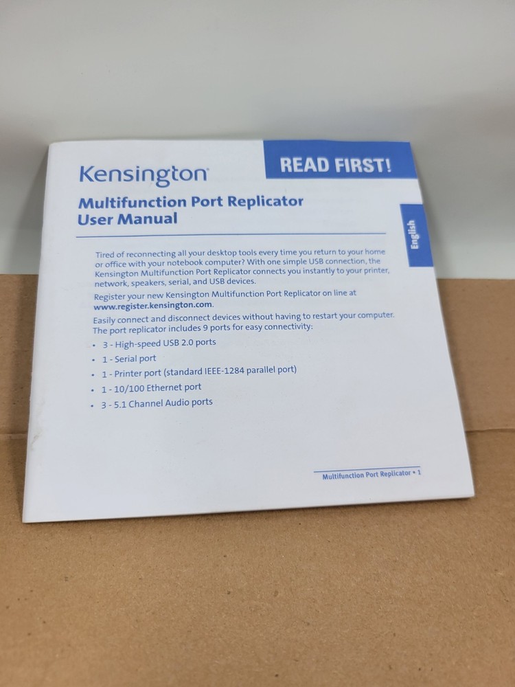 Kensington Multifunction Port Replicator-NA No Disk