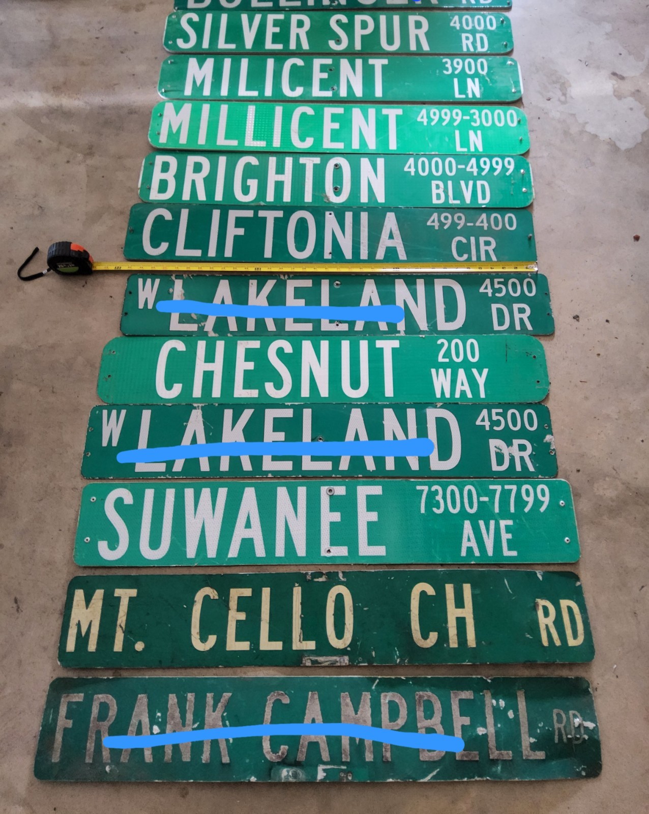 Street name signs pICK ONE. Approximately 36 inch in length