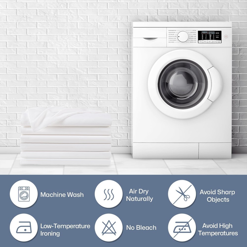 Twin Flat Sheets 6 Pack,White Brushed Microfiber Bed Sheets, Soft & Breathable B