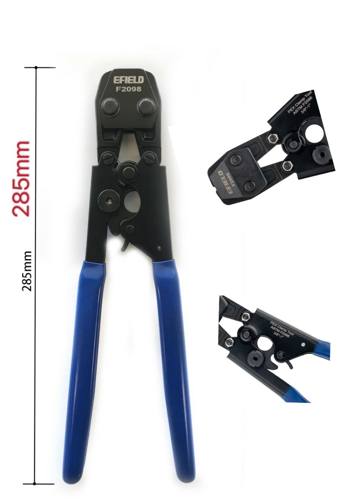 EFIELD PEX Cinch Clamps Crimping Tool for SS Clamps 3/8"-1"& Go/No-Go Gauge
