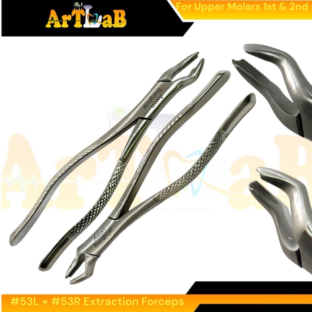 2PK - Molar Extraction Forceps #53L & 53R - Upper Left & Right - Serrated