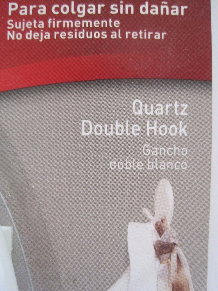 Command Quartz Double Hook Holds 3 lb White NIP