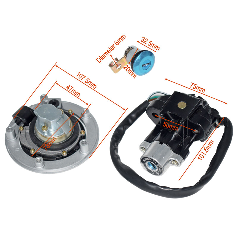 Fit For Suzuki GSXR600 750 1000 SV650 Ignition Switch Fuel Gas Tank Cap Lock Key