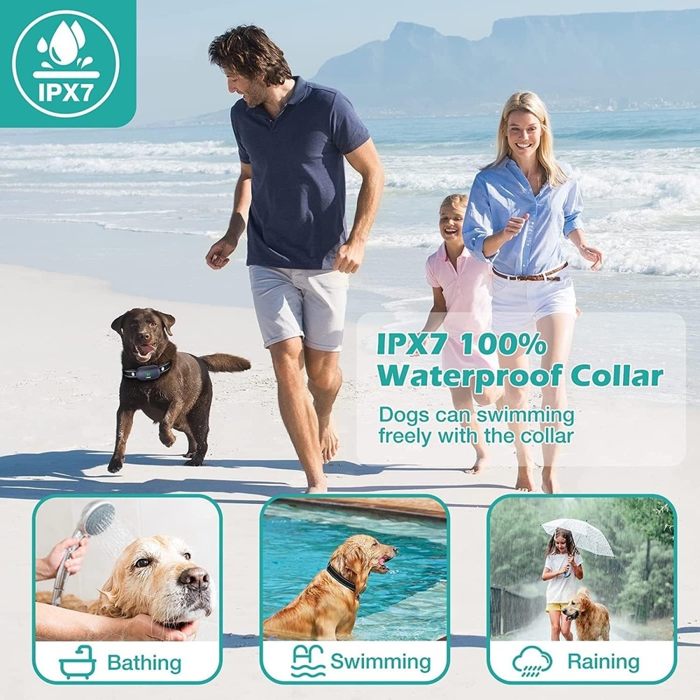 Dog Training Collar Shock Remote Waterproof Rechargeable Vibration Adjustable