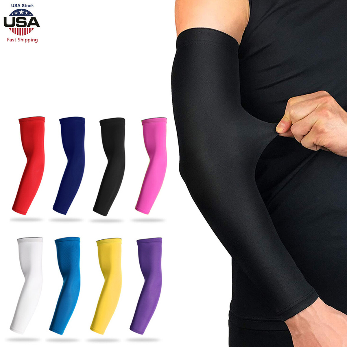 UV Protection Cooling Arm Sleeves Women Men Summer Outdoor Sunblock Arm Cover US