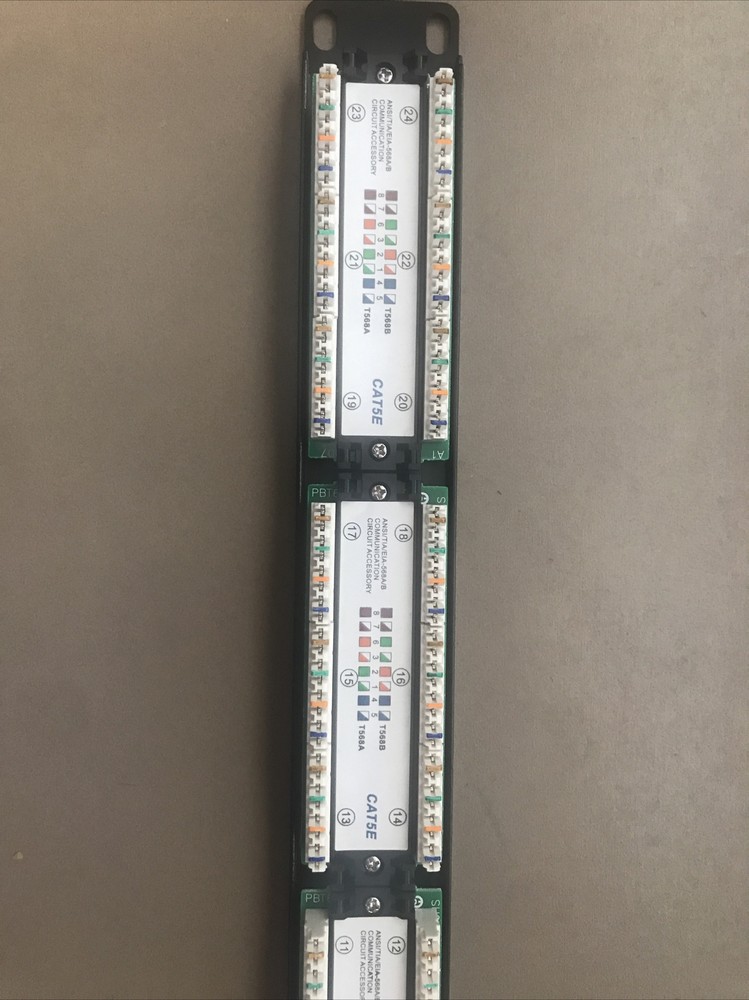 Vertical Cable Cat5e 24 Port 19" Horizontal Rackmount 1U Patch Panel, 23C