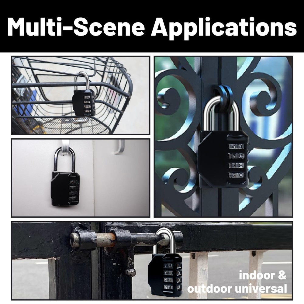 2 Pack Combination Lock, 4-Digit Padlock Keyless, Resettable Luggage Locks for B