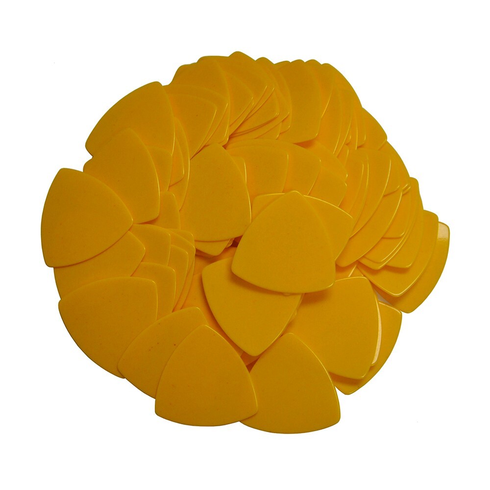 Celluloid 346 Rounded Triangle Guitar Picks Plectrums 0.71mm 100Pcs Yellow
