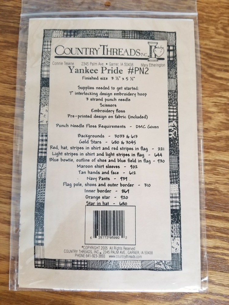 Country Threads PUNCH NEEDLE PATTERN ~ Yankee Pride PN-2