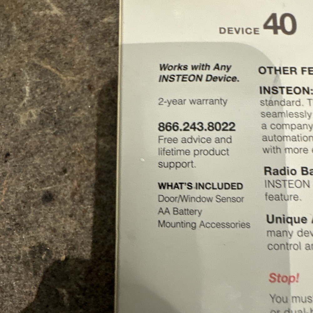 Insteon Door/Window Sensor - Device 40