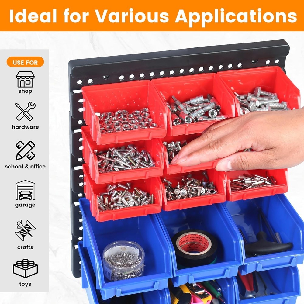 Heavy-Duty Wall Storage Rack with 30 Bins - Rust-Resistant & Space-Saving