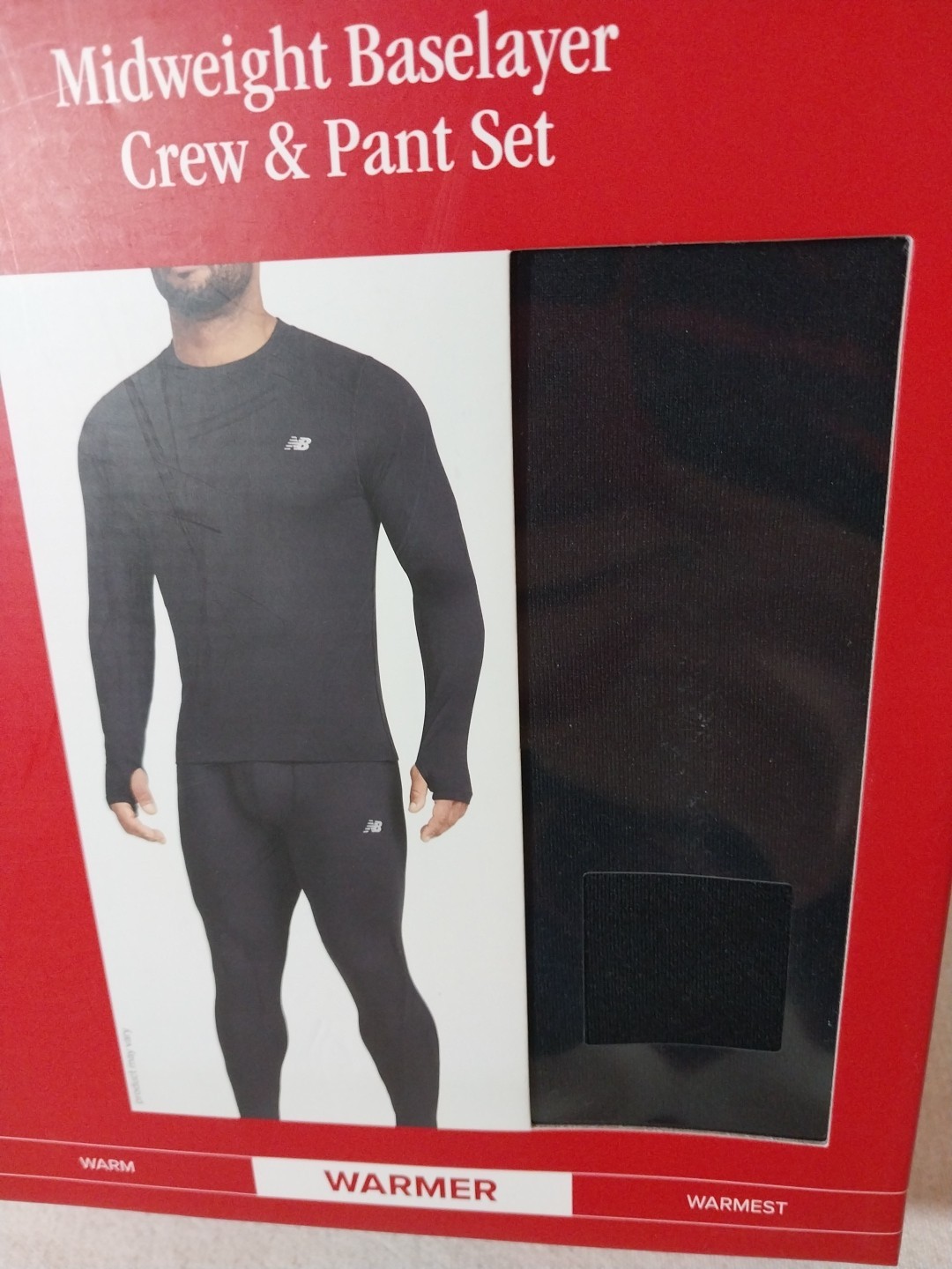 2-Piece Set New Balance Midweight Base Layer Crew / Pant Men Medium Black SEALED