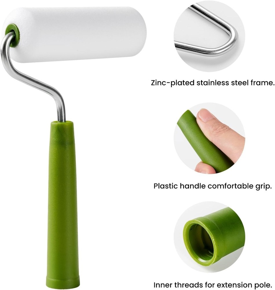 Complete Paint Roller Set with Foam Rollers, Bucket and Adjustable Grip Brush