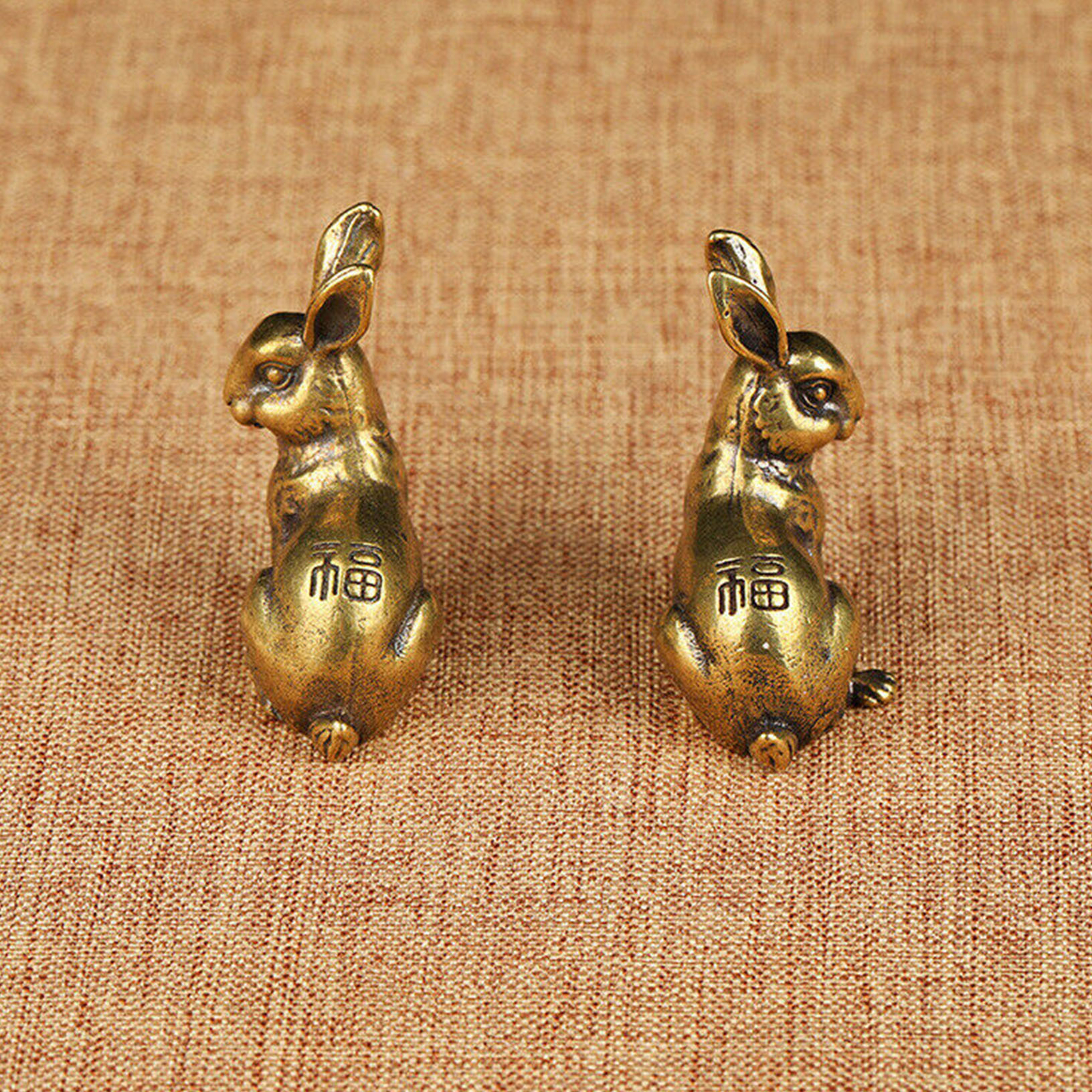 1 Pair Brass Rabbit Figurine Mini Rabbit Statue Ornament House Animal Figurines