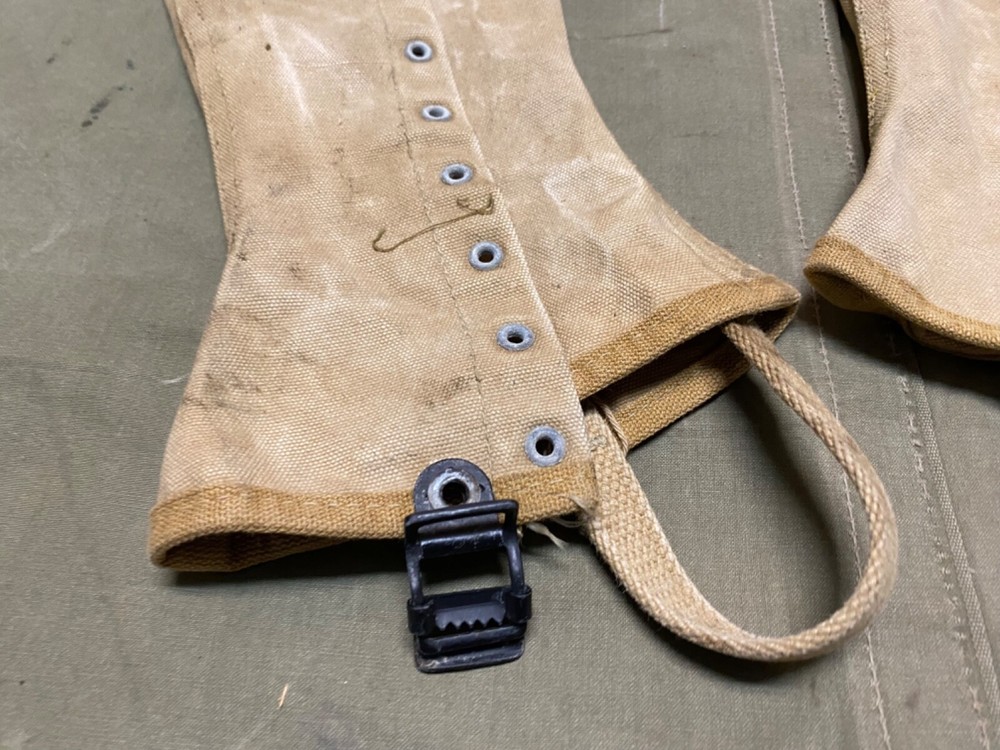 ORIGINAL WWII US USMC MARINE P1941 COMBAT FIELD LEGGINGS-SIZE 4, NAMED