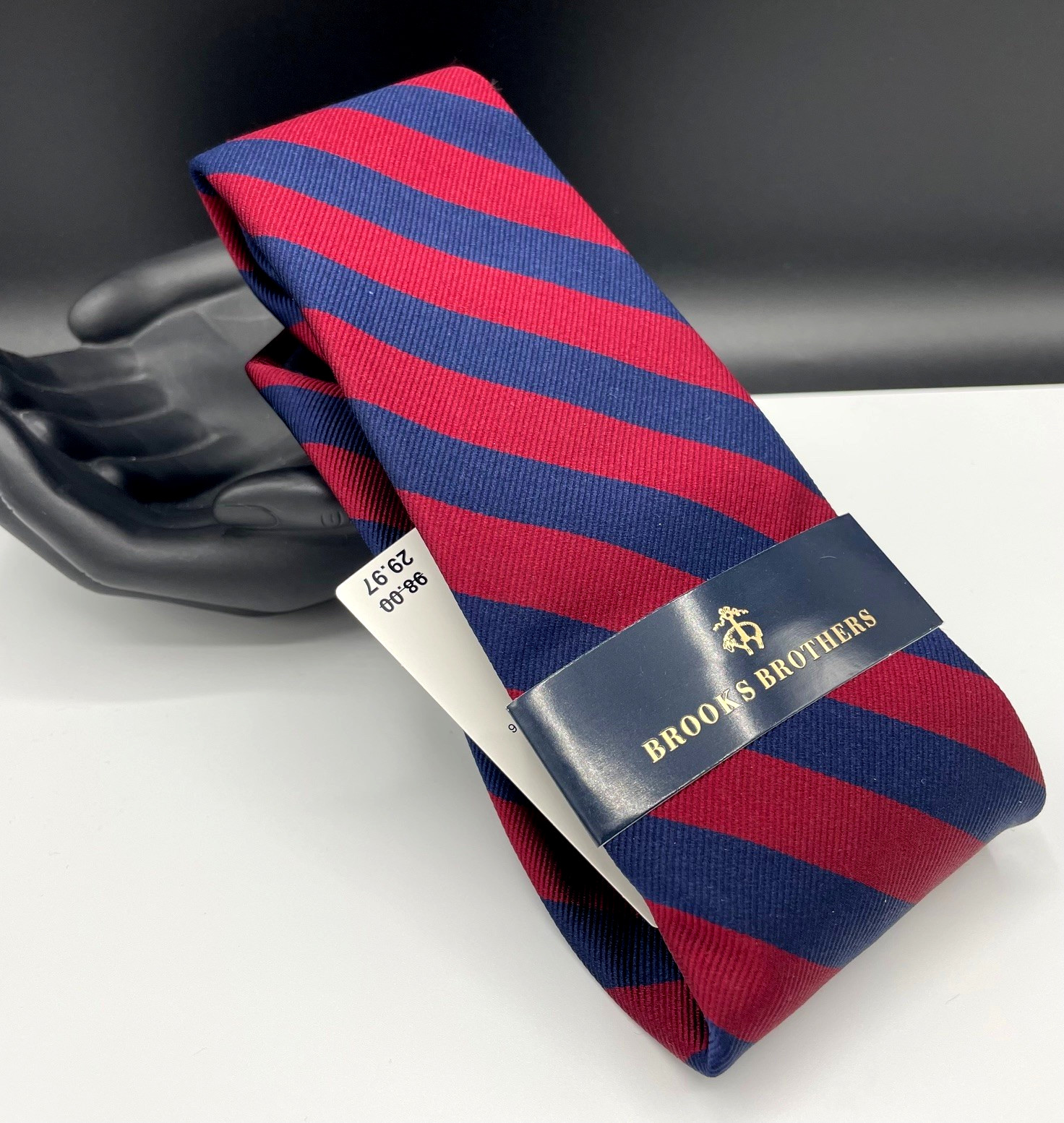 Brooks Brothers Men's Silk Blend Tie ~ Blue & Red ~ Striped ~ NEW MSRP: $98.00