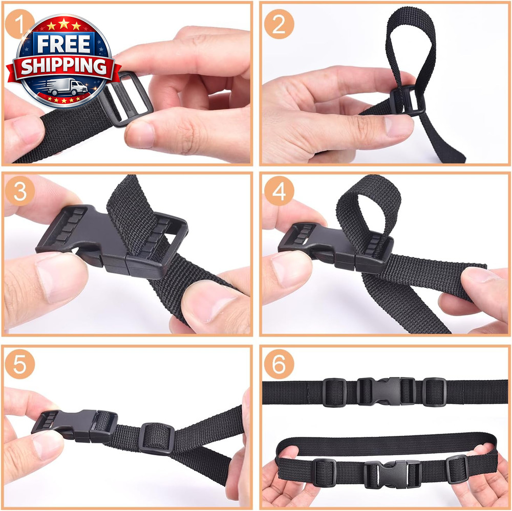 6 Pack 1" Quick Release Plastic Buckles for Backpack Straps & Webbing