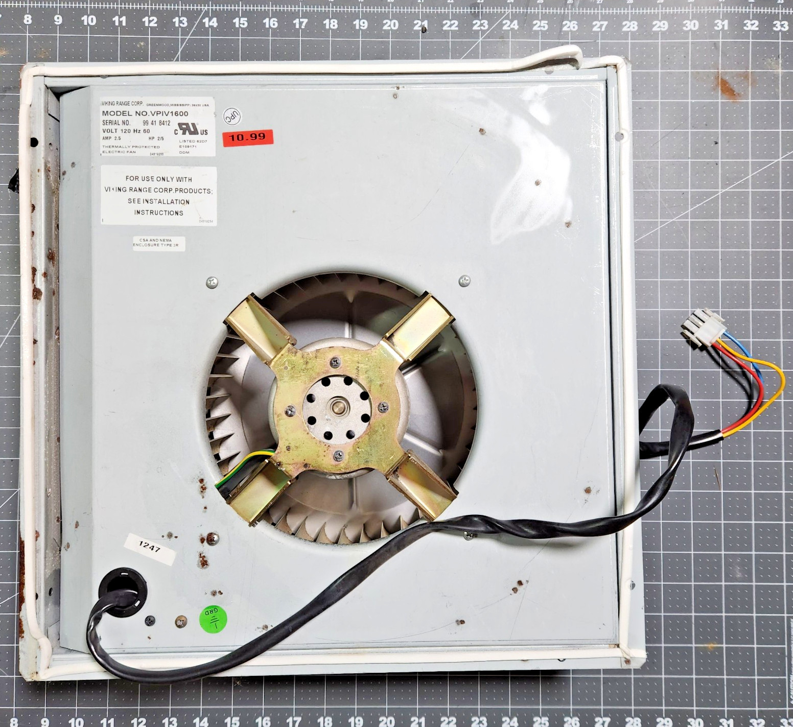 Viking Blower 600 cfm VPIV1600 for Downdraft VIPR160 Fan PD220008 Motor PD220009