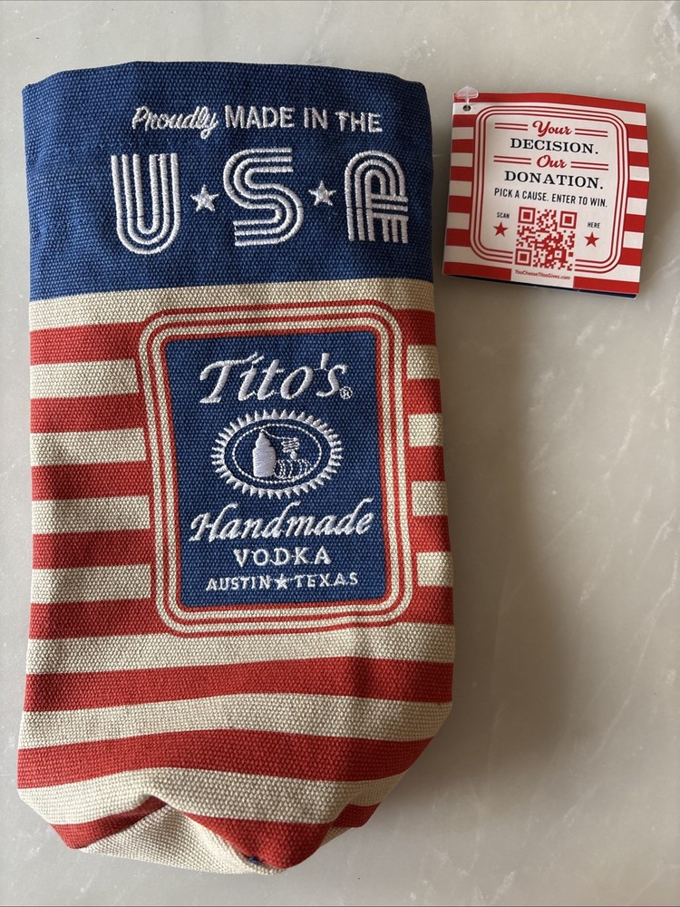 Titos Handmade Vodka Bottle Bag Drawstring, Austin Texas, Empty! NWT FREE SHIP
