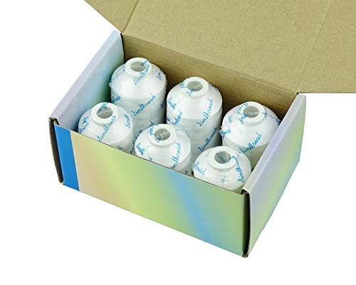 6 Spools White Polyester Machine Embroidery Thread 1000M for Home Sewing Machine